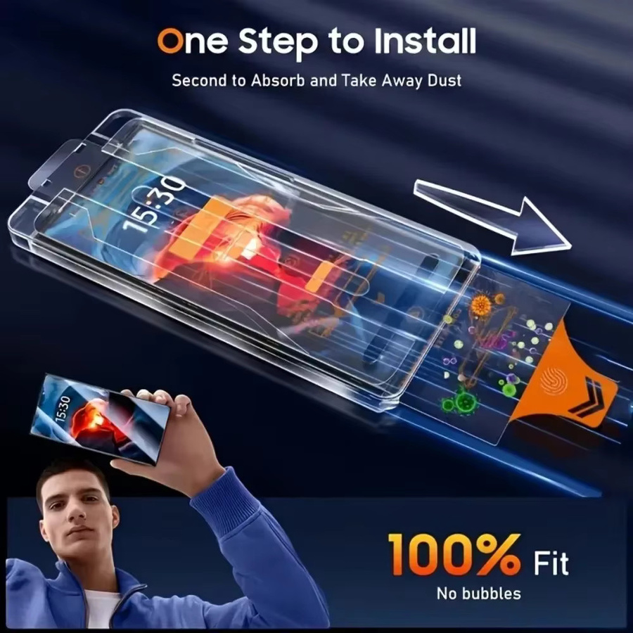 DIXSG 3er Pack Displayschutzfolie aus gehärtetem Glas für Samsung Galaxy S24, 8K Ultra HD, transparent, One Click Install - Bild 3