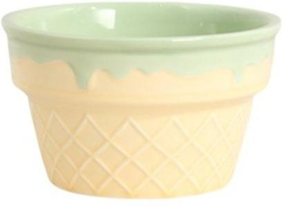 Shiyunjianshe Keramik Dessertschale in Eiscreme-Form, Joghurt-Schale aus Keramik, Beige und Light Green - Bild 1