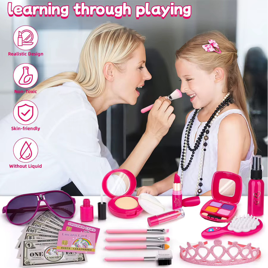 Mädchen-Make-up-Spielzeug, Kleinkind-Make-up-Set, mit Prinzessinnen-Geldbörse - Bild 3