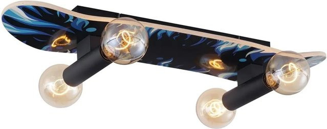 QAZQA Wandleuchte Skateboard in Schwarz und Blau für das Kinderzimmer, Breite: 80 cm - Bild 1