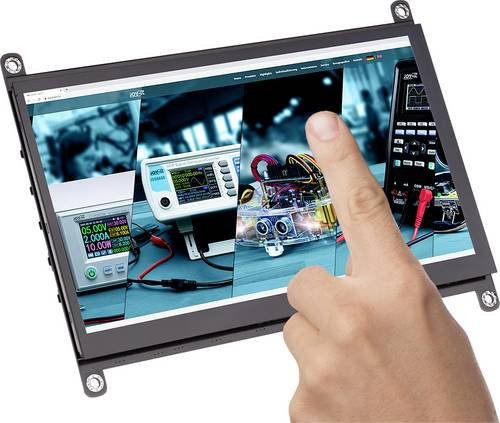 Joy-it Multi-Touch LCD-Display 7 Zoll mit 1024 x 600 Pixeln, HDMI und 3,5 mm Klinke, Schwarz, B/H/T: 165 x 13 x 124 mm - Bild 1