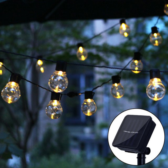 Topdii LED Solar-Lichterkette mit Kugelbirnen für Garten, Terrasse und Außenbereich - Bild 1