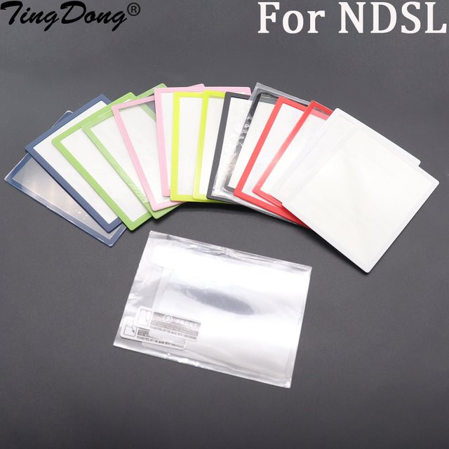 TingDong Ersatz Gehäuse Set für Nintendo DS Lite NDSL mit bunter LCD-Bildschirmabdeckung und Kunststofflinse in Pink und Multicolour - Bild 1