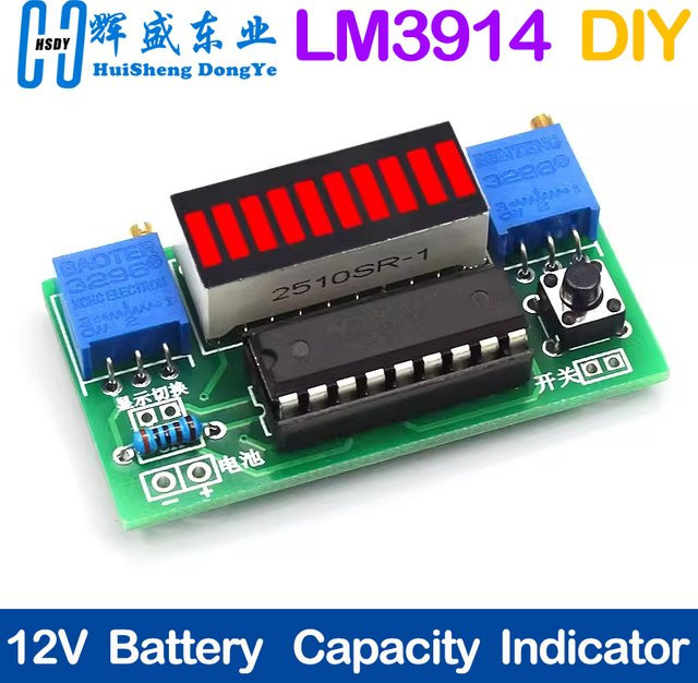 HUISHENGYUFA LM3914 LED Kapazitätsanzeige Modul 10 Segment Power Level Tester DIY Kit für 3,7 V Lithium und 12 V Batterien - Bild 1