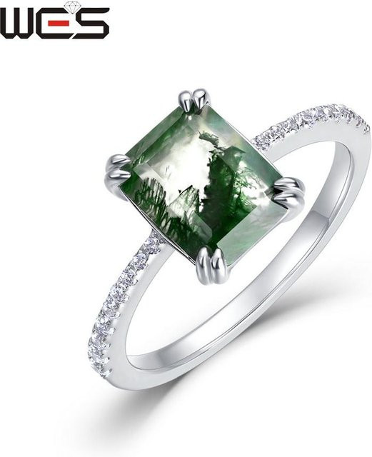 WES Ring Moosachat, Kupfer, Zirkonia, Damen - Bild 1
