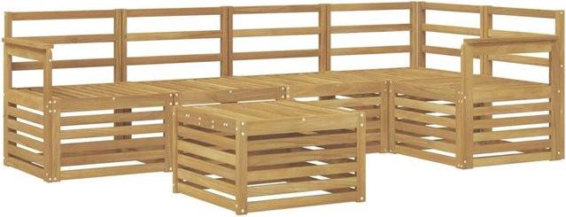vidaXL Outdoor-Sofagarnitur 6-teilig in Weiß aus Akazienholz mit Tisch und L-Form, B/T/H: 59 x 59 x 37 cm - Bild 1
