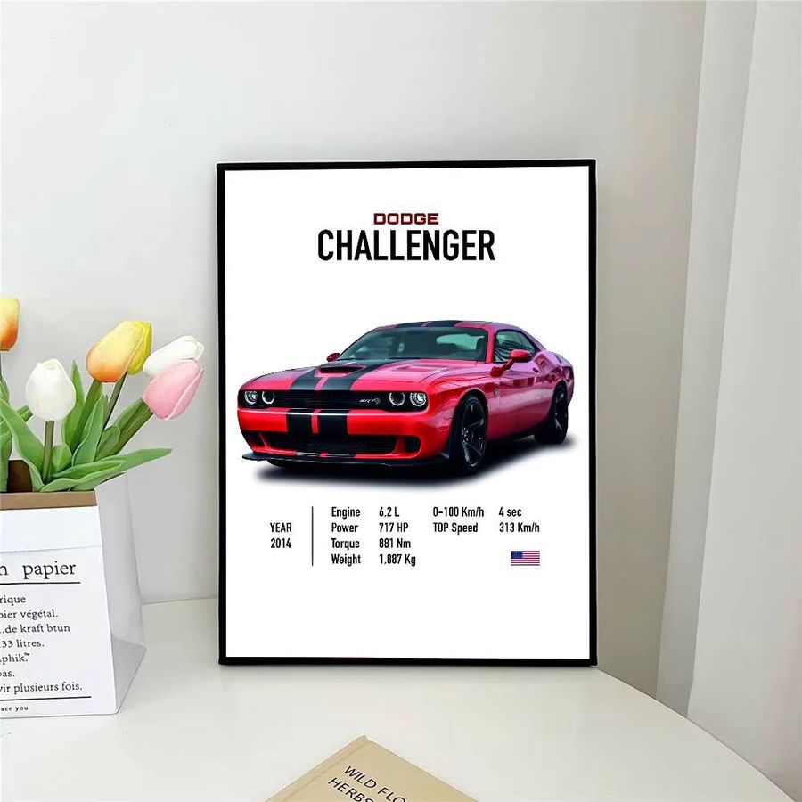 Wasserfester selbstklebender Wandaufkleber Dodge Challenger SRT Poster für deine Wanddekoration in Kaffeehaus oder Bar - Bild 2