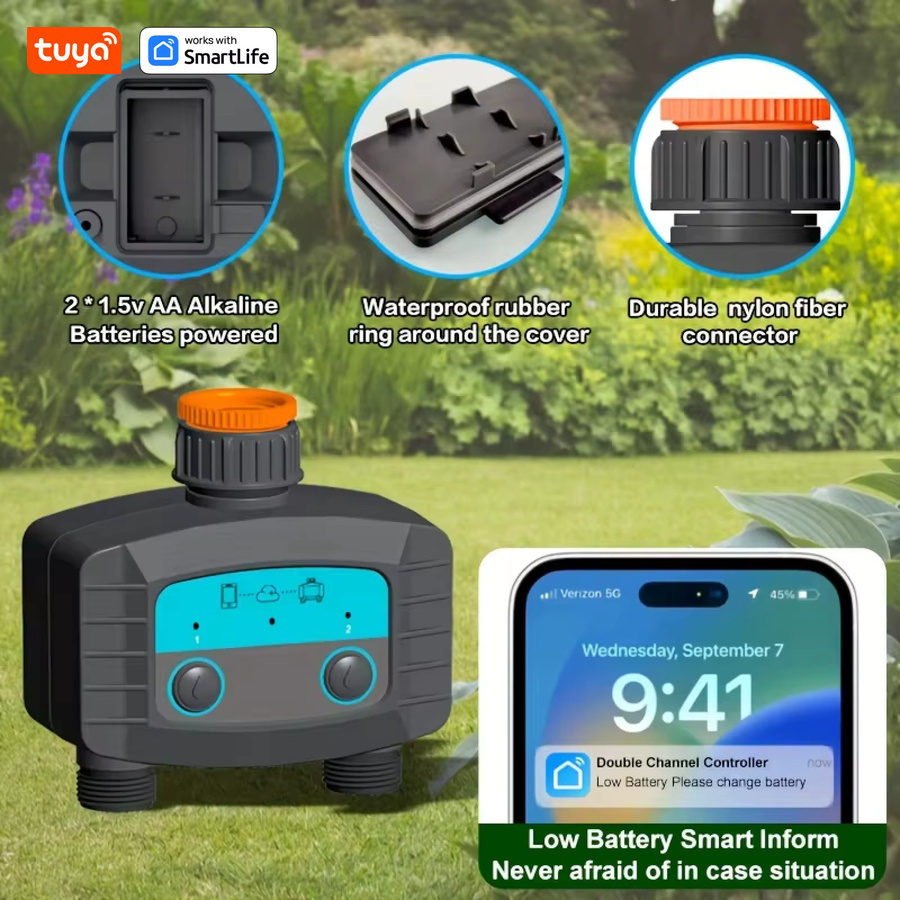 Tuya Smart Sprinkler Timer mit Dual Bluetooth, programmierbarer Outdoor Wasser Timer für Gartenschläuche, Schwarz - Bild 2