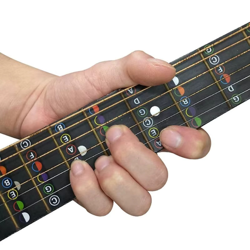TMZ Gitarren Noten Aufkleber Set für 6-Saitige Akustikgitarren, bunte Griffbrett Etiketten als Musik Lehrmittel - Bild 3