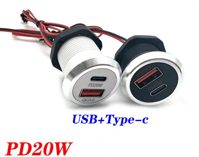 ZHONGSHANQIANYU Desktop-USB-Ladegerät in Schwarz mit integrierter Steckdose, 1 USB-A und 1 Typ-C Anschluss, Mini-Schnellladegerät mit 9V/2A und 5V/3A - Bild 1