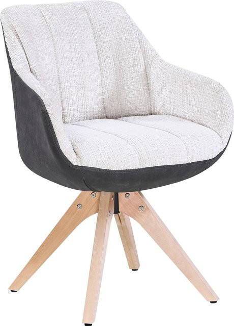 Mömax Armlehnstuhl Relax Dunkelgrau/Beige mit Buchenholz und 360 Grad Drehsitz - Bild 1