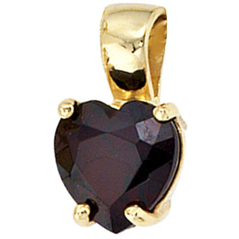 Colfem Anhänger Herz, 333 Gelbgold, Granat, Unisex - Bild 1