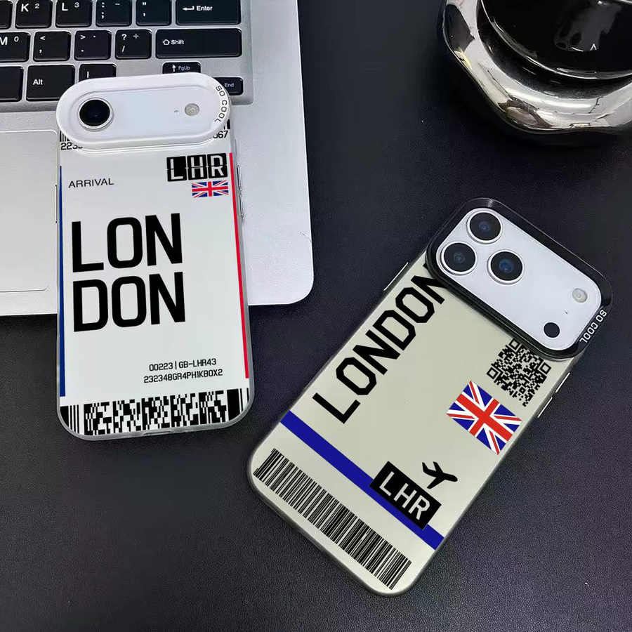 Handyhülle mit Flugzeug-Reise-Ticket Design für iPhone 17 16 15 14 13 12 11 Pro Max in Schwarz und Lila mit mattem Laser-Metallic-Aurora-Effekt - Bild 3
