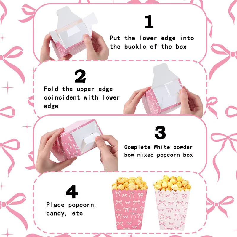 10 Stück Papierboxen mit Schleifenmuster in Pink für Gastgeschenke bei Hochzeiten oder Babypartys - Bild 2