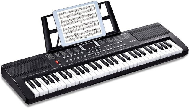 Buying Solutions MB Digitales Keyboard in Schwarz mit 61 Tasten, 200 Tönen und 200 Rhythmen, tragbares elektrisches Klavier mit USB-C Anschluss - Bild 1