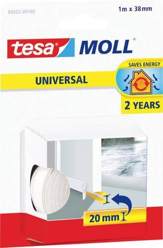 tesamoll Universal Dichtband von tesa als selbstklebende Türbodendichtung aus Schaumstoff, Farbe: Weiß, Länge: 1 m, Breite: 3,8 cm - Bild 1