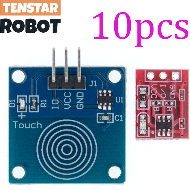 TENSTAR ROBOT TTP223 Kapazitives Touch-Schalter Modul Set, 10 Stück, Rot, Einkanal Rekonstruktion mit Selbst-Locking und No-Locking Optionen - Bild 1