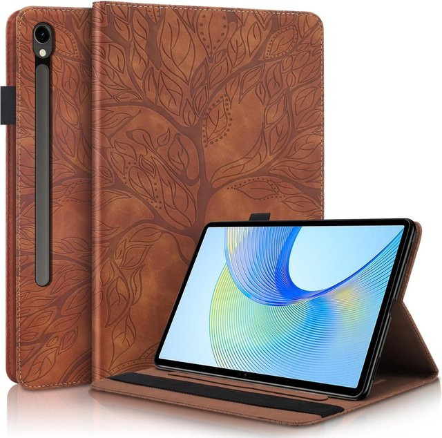 Samsung Galaxy Tab S10 Plus S9 Plus FE Plus S8 Plus Tasche aus Kunstleder mit Baum Muster in Braun - Bild 1