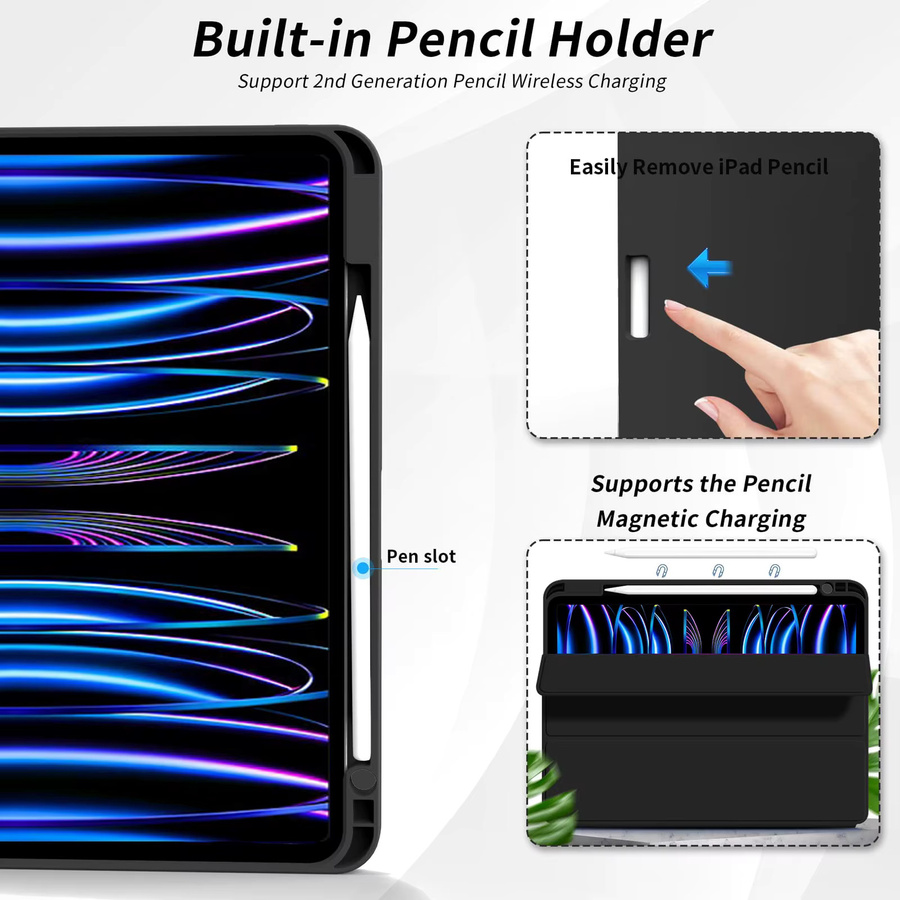 Zair Smart Cover Schutzhülle für iPad Pro 11 Zoll (4./3./2. Generation) mit Stifthalter und Standfunktion in Pink - Bild 3
