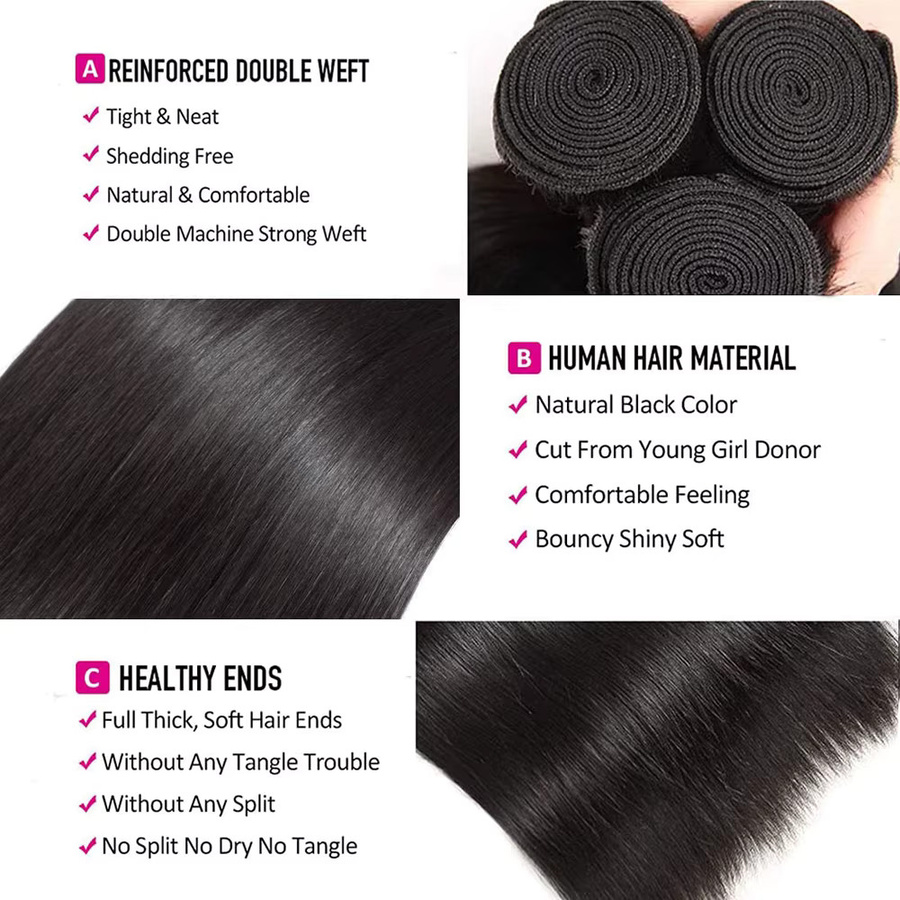 Jupade Echthaar-Bündel Remy Raw Virgin Extensions, Naturschwarz - Bild 2
