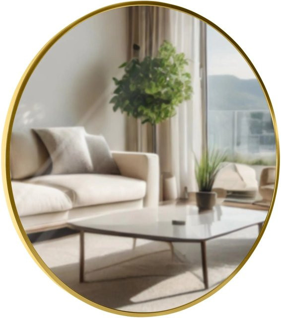 DELUKE Wandspiegel GDANSK runder Hängespiegel aus Metall in Gold, B: 60 cm, H: 60 cm, T: 3 cm - Bild 1