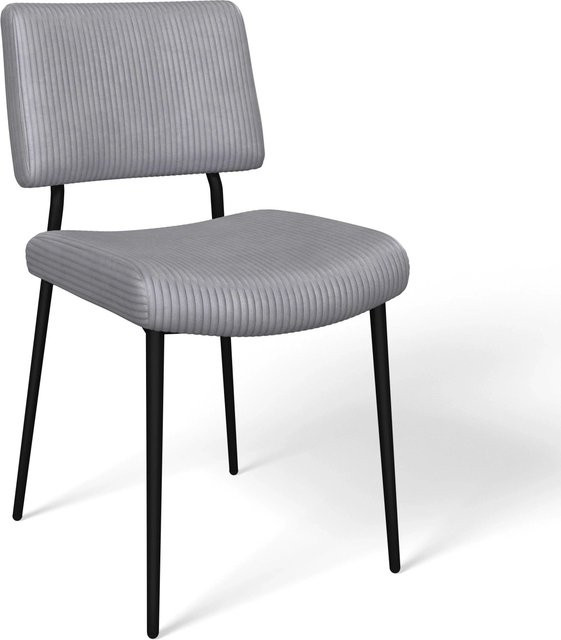 Bessagi Home Stuhl Elia Grau Cord Gepolstert mit Metallgestell - Bild 1