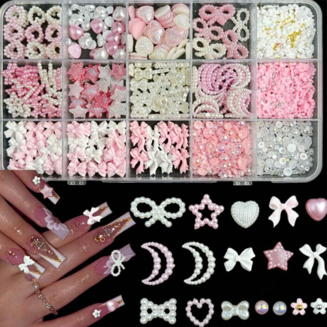 MAFANAILS Nagel Charms Perle Schleife Stern Mond, Glänzend - Bild 1