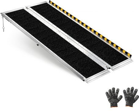 VEVOR Rollstuhlrampe faltbar aus Aluminium in Silber, B/T: 152,0 x 74,5 cm - Bild 1