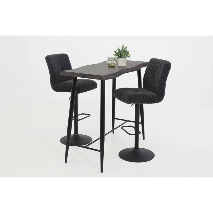 2er-Set Barhocker Hela in Anthrazit mit Breitcord-Bezug und 360-Grad-Drehfunktion, B/H/T: 44 x 124 x 57 cm - Bild 2