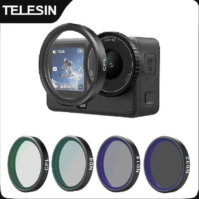 TELESIN CPL ND Filterset mit Schnellverschluss für DJI OSMO Action 6 inklusive ND8 ND16 ND32 und UV VND Filtern - Bild 1