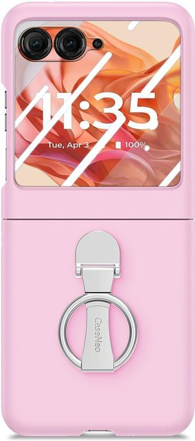 Einfarbige Sprühöl-Handyhülle mit Ringhalterung für Motorola Razr 60 Ultra, 50 Ultra, 40 Ultra und 50 in Pink - Bild 1