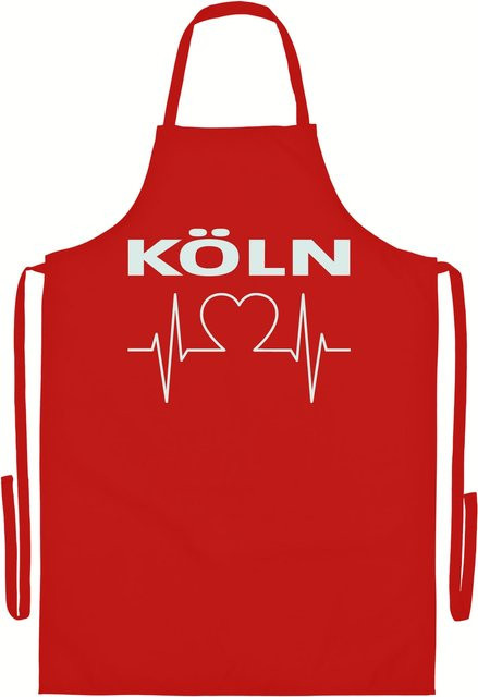 Grillschürze von multifanshop mit Köln Herzschlag Druck in Weiß - Bild 1