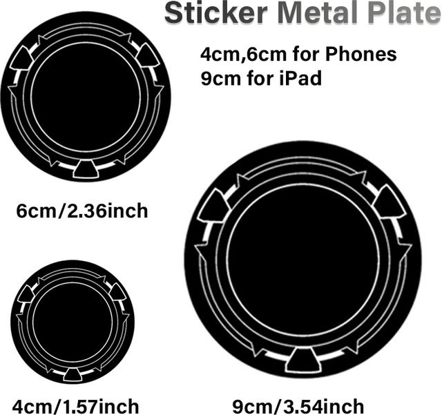 WSSHE Universelle Metallplatte für Magnethalter in Schwarz, 9 cm Durchmesser - Bild 1
