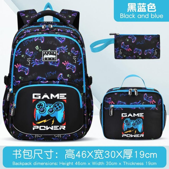 Fancy Style Studio Schulrucksack Set für Mädchen mit Brotdose und Federmäppchen, Schmetterlings-Design, Schwarz - Bild 1