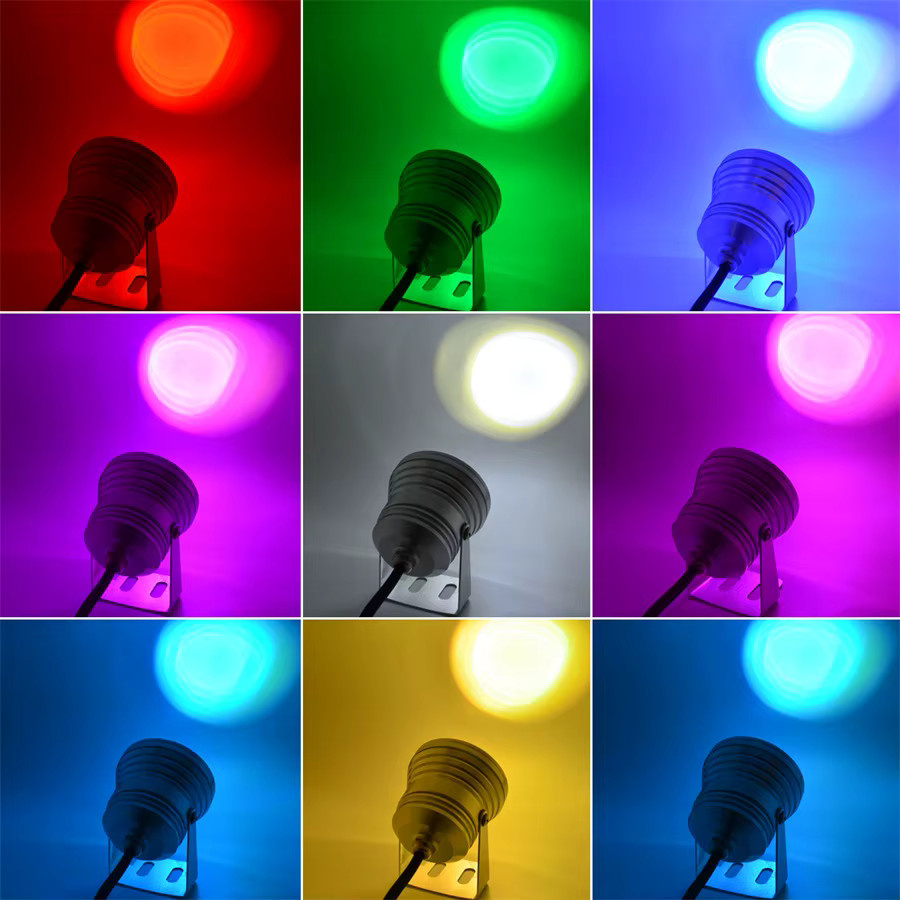 Unterwasser RGB LED Scheinwerfer für Garten und Pool, 10W, DC12V, Mehrfarbig - Bild 4