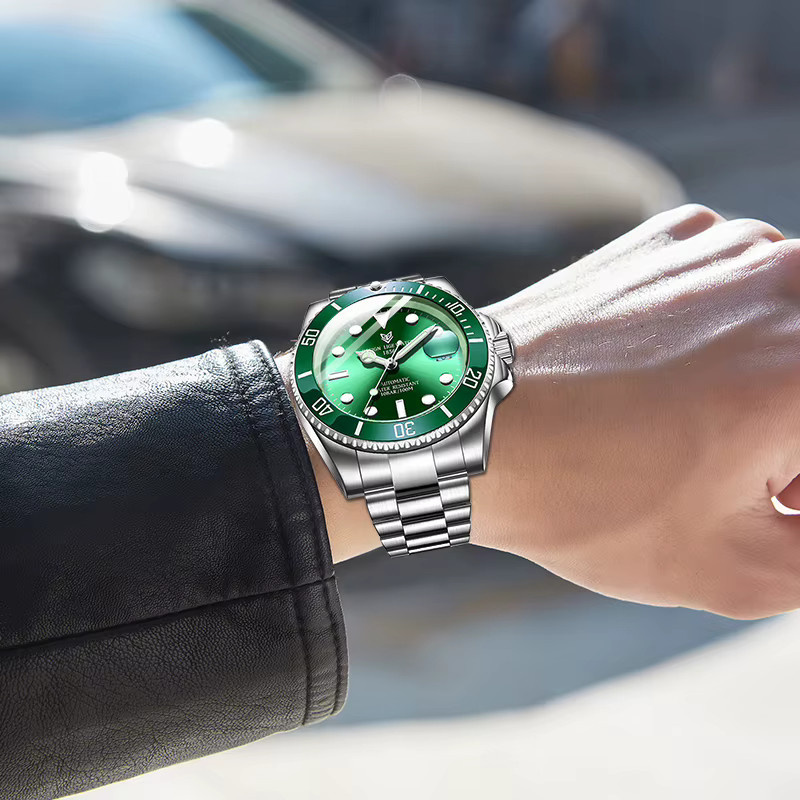 LIGE Armbanduhr Automatik, Edelstahl, Grün, Herren - Bild 4