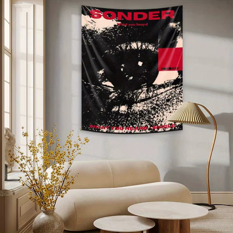 VIKAMA Wandteppich Dark Retro Eye in Rot und Schwarz als abstrakte Raumdekoration, B/H: 60 x 40 cm - Bild 2