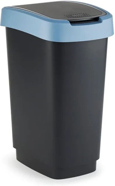 PROREGAL Klassischer Abfalleimer für Innenbereich aus Kunststoff, Schwarz-Blau, Volumen: 25 Liter, H x B x T: 47,6 x 25 x 33 cm - Bild 1
