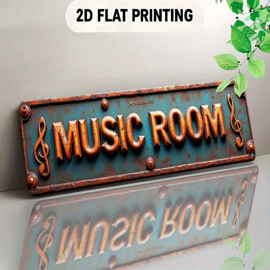 HELLOYOUNG Musik Wandschild aus Metall im Retro-Design, Farbe: Grün, Breite: 10 cm, Höhe: 40 cm - Bild 2