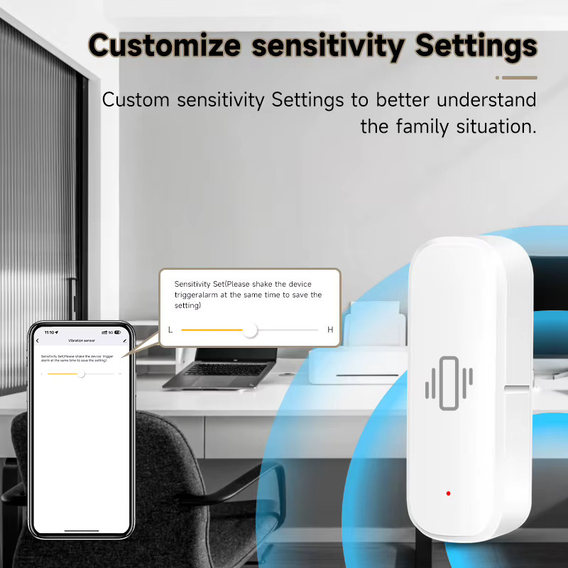 Tuya Smart Home ZigBee Vibrationssensor in Weiß für Echtzeit-Überwachung und Sicherheitsschutz per App - Bild 4