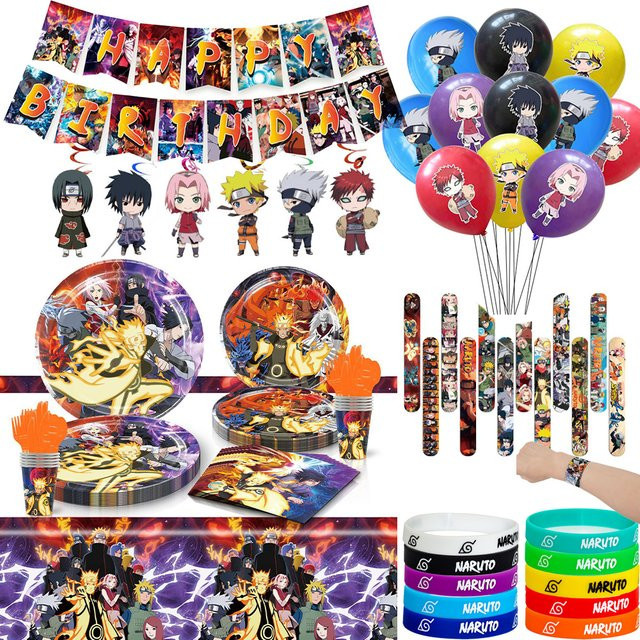 Bandai Naruto Geburtstagsparty Dekorations-Set mit Ballons, Banner und Teller in Mehrfarbig für Kinder und Fans - Bild 1