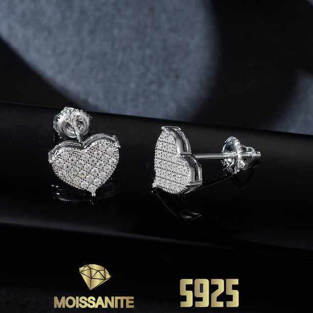 Umcho Herz-Ohrstecker, Moissanit-Diamant, 925 Silber, Damen - Bild 1