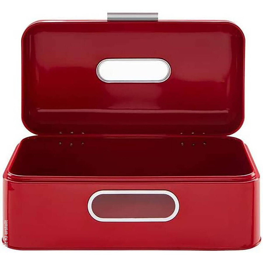 ECHTWERK Brotkasten Retro aus Metall in Rot, Belüftet, B/T/H: 24,0 x 43,0 x 17,0 cm - Bild 2