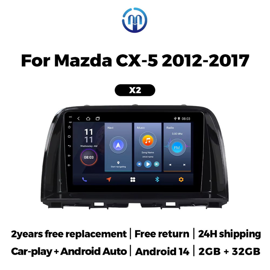 NAVIFANS Android 14 Autoradio für Mazda CX5 CX-5 (2012-2017) mit GPS, Bluetooth und Carplay in Schwarz - Bild 2