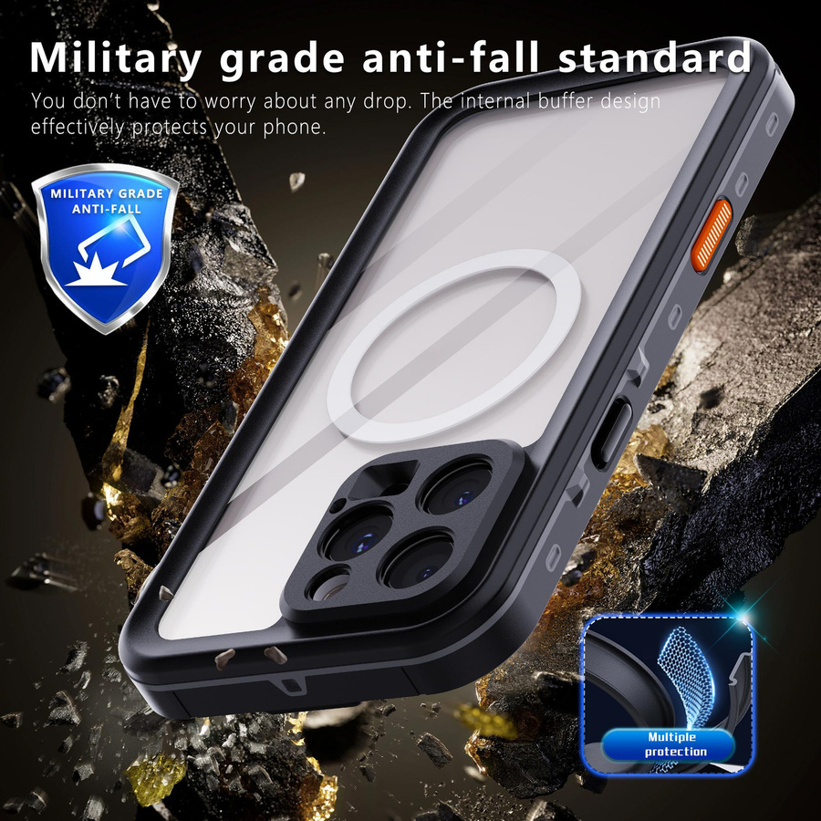 Tuiying002 Magnetisches IP68 Wasserdichtes Case für iPhone 17 16 15 13 Pro Max und Plus, Staubdichte 360 Grad Vollabdeckung Handyhülle in Schwarz oder Transparent - Bild 4