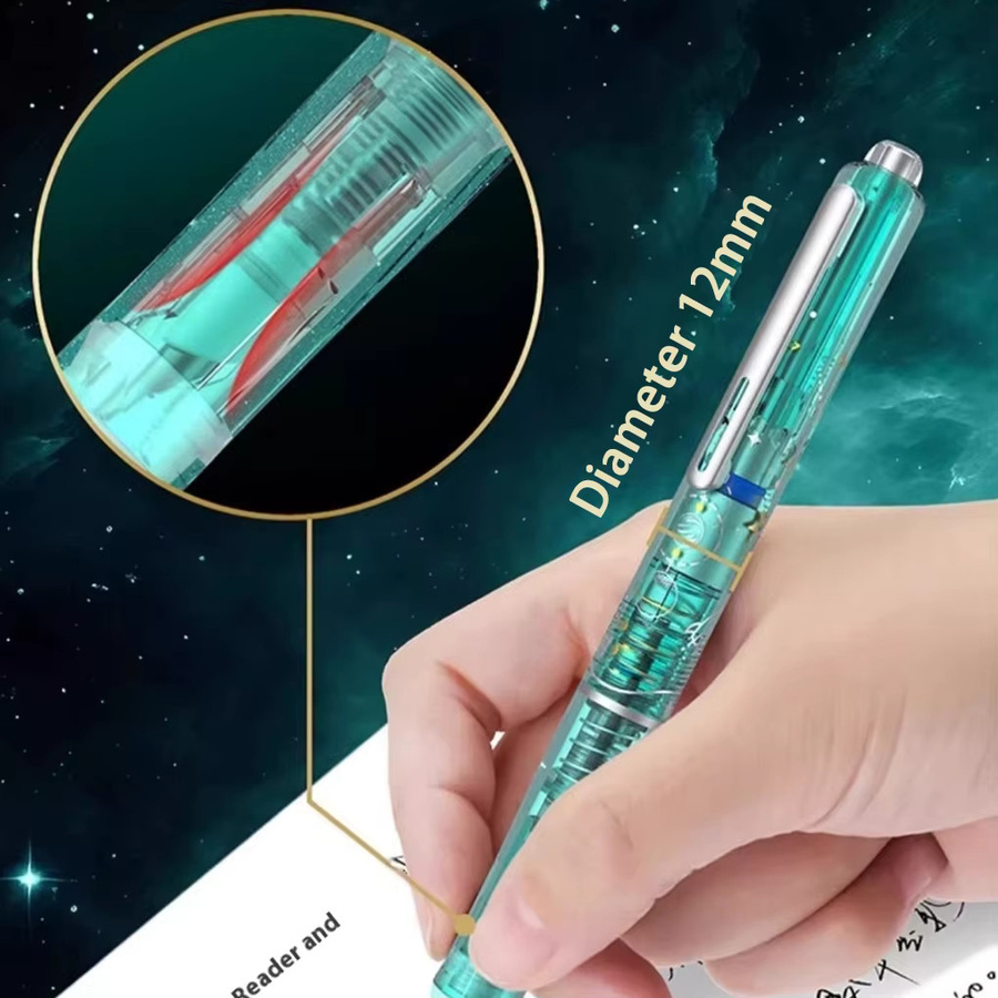 Clictek Druckknopf-Füllfederhalter Blau mit 5 Tintenpatronen in Blau - Bild 3