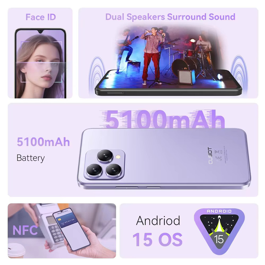 Cubot A40 Smartphone in Schwarz mit Android 15, 256 GB Speicher, 12 GB RAM, 6,88 Zoll 120Hz Display, 5100mAh Akku, NFC und 4G LTE - Bild 5