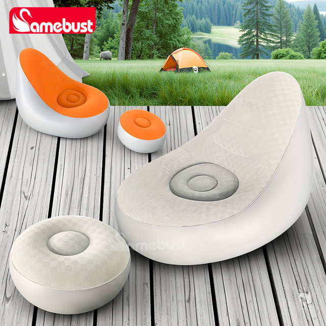 Camebsut Lazy Couch aufblasbarer Sofastuhl in Braun, faltbarer Liegestuhl und tragbares Luftbett für Outdoor und Lounge - Bild 1