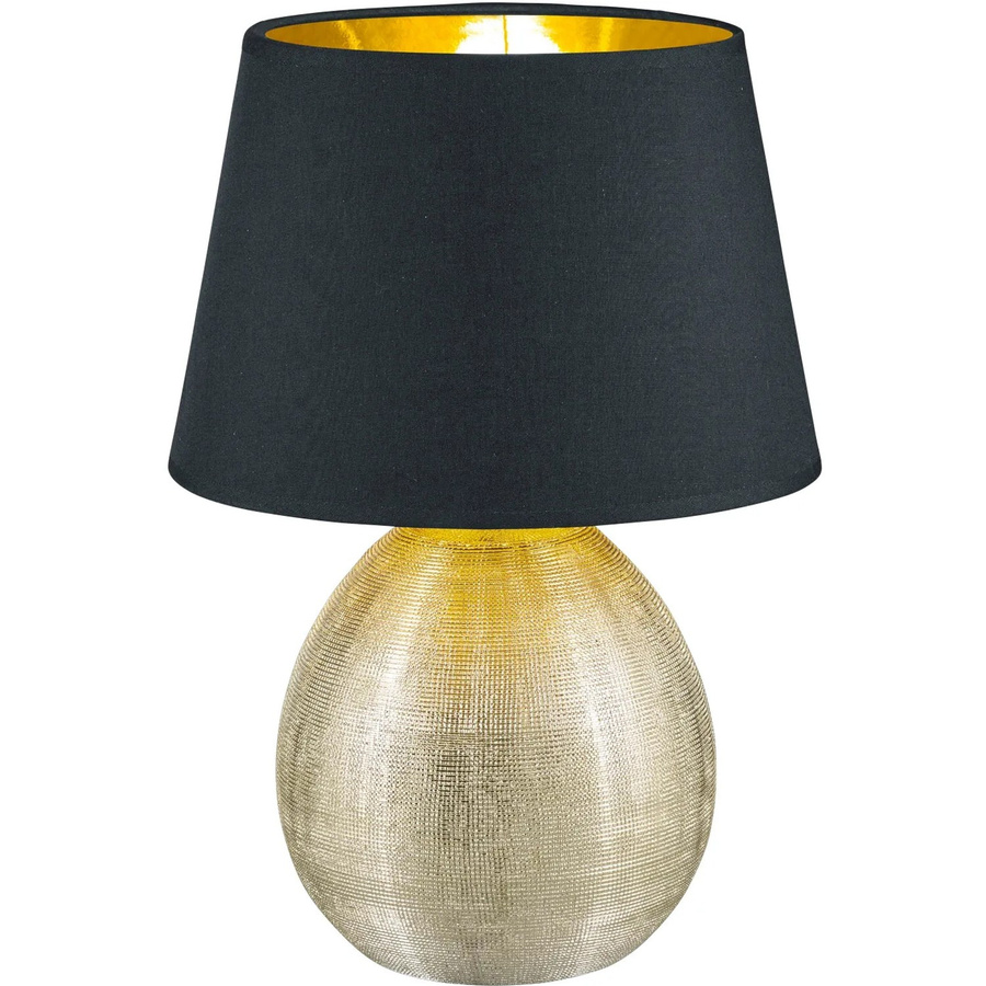 Trio Reality Tischleuchte Luxor Schwarz-Gold mit Stoffschirm, Höhe: 35 cm - Bild 2