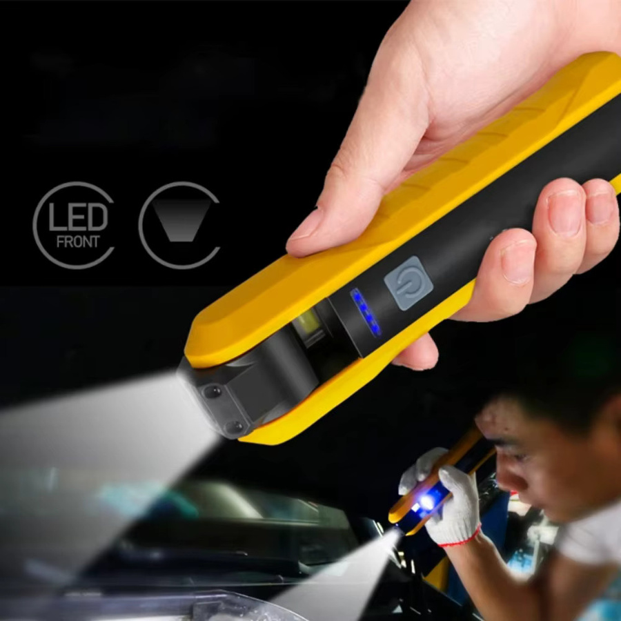 Tragbare LED-Taschenlampe mit COB-Arbeitsleuchte in Schwarz, USB wiederaufladbar mit Magnetfunktion und 4 Beleuchtungsmodi für Outdoor, Camping und Autoreparatur - Bild 5